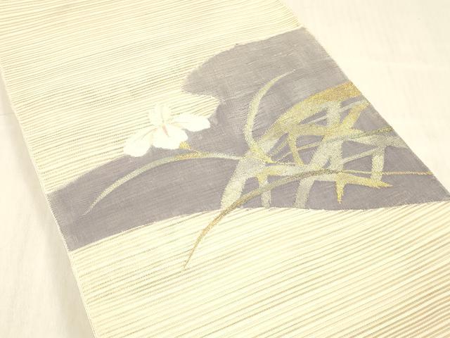 平和屋着物*夏物 絽綴れ 八寸名古屋帯 籬草花文 金銀糸 正絹 逸品 DABC8404cm