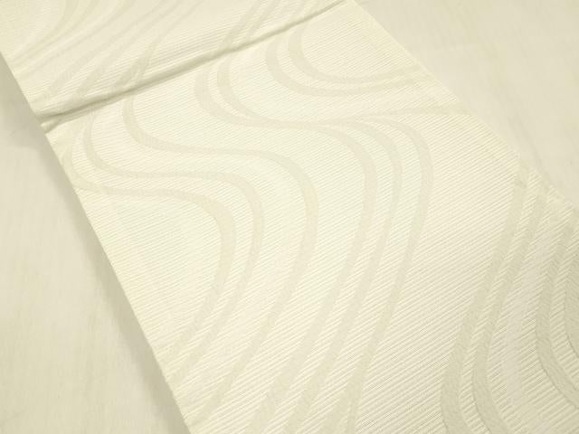 平和屋着物*夏物 全通柄 京袋帯 流水文 白緑色 DABC8407cm