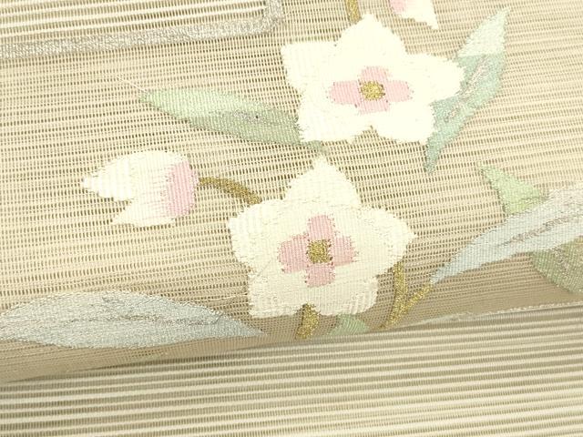 平和屋着物*夏物 絽綴れ 八寸名古屋帯 草花文 金銀糸 逸品 DABC8419cm