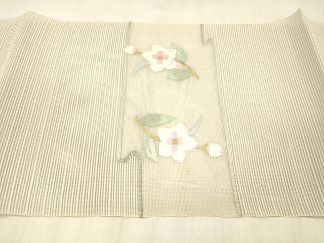 平和屋着物*夏物 絽綴れ 八寸名古屋帯 草花文 金銀糸 逸品 DABC8419cm