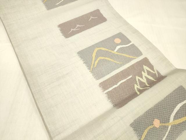 平和屋着物*夏物 九寸開き名古屋帯 遠山文 銀糸 正絹 逸品 DABC8430cm