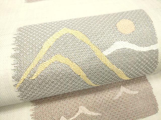 平和屋着物*夏物 九寸開き名古屋帯 遠山文 銀糸 正絹 逸品 DABC8430cm