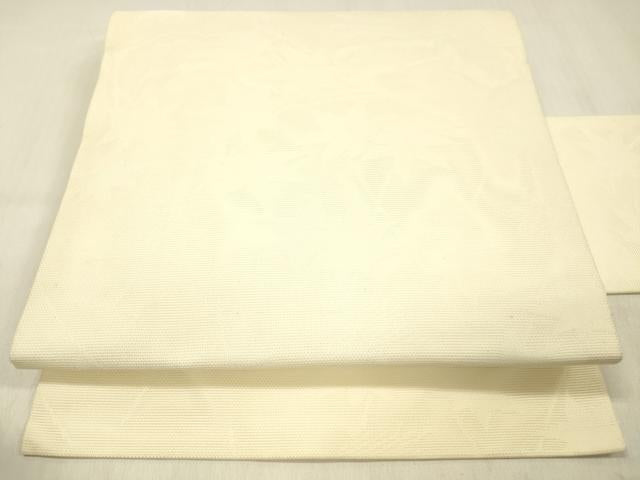 平和屋着物*夏物 九寸名古屋帯 枝葉文 薄卵色 正絹 逸品 DABC8439cm
