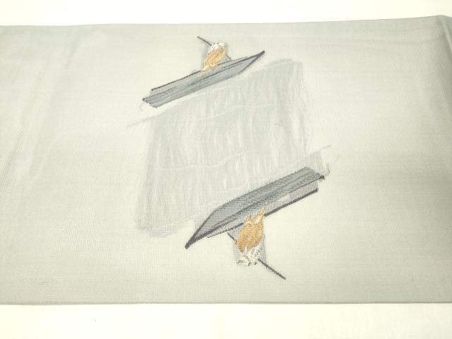 平和屋着物*夏物 九寸開き名古屋帯 人物舟文 金糸 正絹 逸品 DABC8453cm