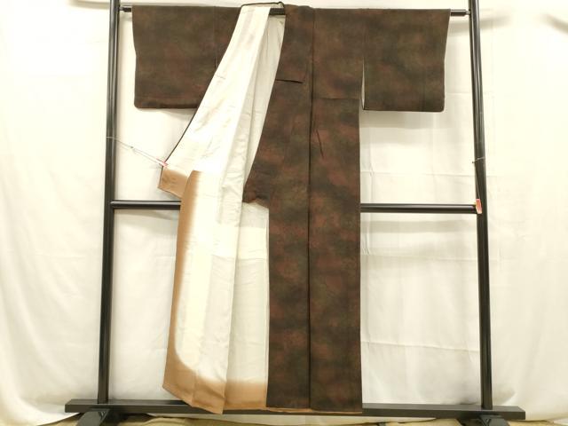 平和屋着物■上質な小紋 草花文 鬼しぼ縮緬 正絹 逸品 DABC8478cm