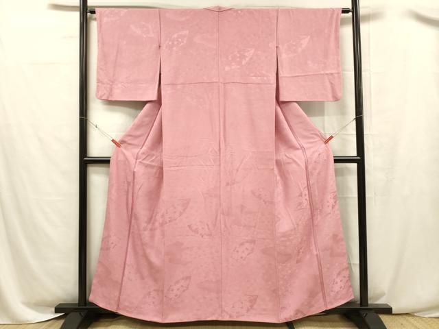 平和屋着物■上質な色無地 流水地紙草花文 桃色 正絹 逸品 DABC8486cm