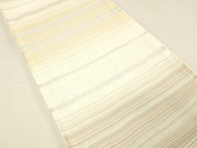 平和屋着物*夏物 六通柄 京袋帯 横段文 銀糸 DABC8521cm