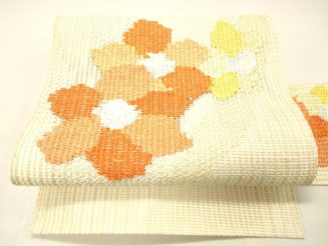 平和屋着物＊夏物　八寸名古屋帯　舞花文　正絹　逸品　DABC8536cm 平和屋着物＊夏物 八寸名古屋帯 舞花文 正絹 逸品 DABC8536cm