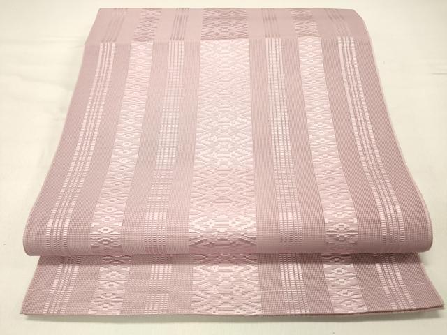 平和屋着物*夏物 本場筑前博多織 八寸名古屋帯 紗献上 鴇色 正絹 逸品 DABC8538cm