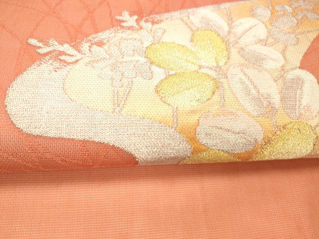 平和屋着物*夏物 九寸名古屋帯 流水草葉文 金銀糸 正絹 逸品 DABC8540cm