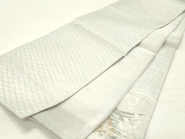 平和屋着物*夏物 太鼓柄袋帯 櫛織 流水杜若 金銀糸 正絹 逸品 DABC8551cm