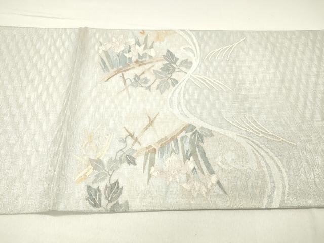 平和屋着物*夏物 太鼓柄袋帯 櫛織 流水杜若 金銀糸 正絹 逸品 DABC8551cm