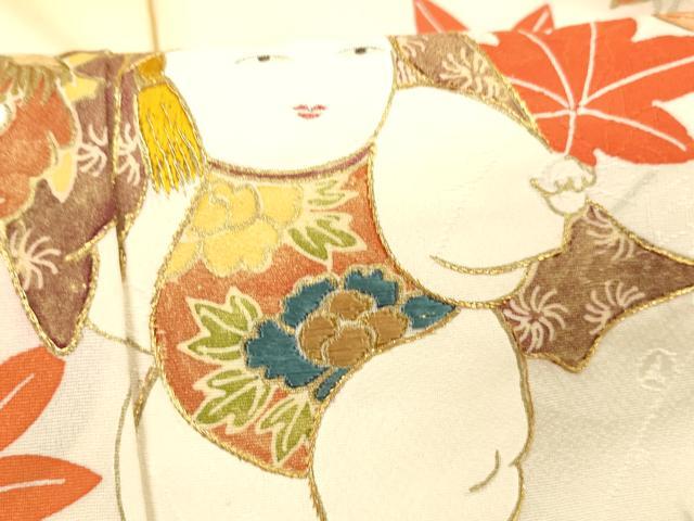 平和屋着物■訪問着 刺繍 童子枝葉文 暈し染め 金彩 正絹 逸品 DABC8599cm