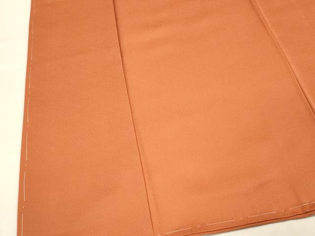 平和屋着物■上質な色無地 紗綾形地紋 樺色 正絹 逸品 未使用 DABC8629cm