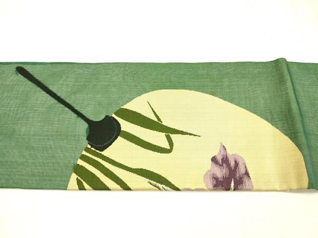 平和屋着物*夏物 九寸名古屋帯 団扇杜若 正絹 逸品 DABC8648cm