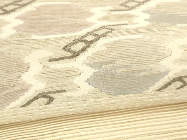 平和屋着物*夏物 絽綴れ 八寸名古屋帯 抽象文様 銀糸 正絹 逸品 DABC8666cm