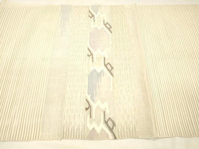 平和屋着物*夏物 絽綴れ 八寸名古屋帯 抽象文様 銀糸 正絹 逸品 DABC8666cm