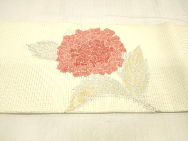平和屋着物*夏物 九寸名古屋帯 唐織 紫陽花 金銀糸 正絹 逸品 DABC8682cm