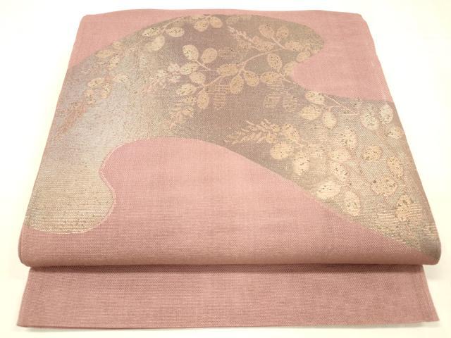 平和屋着物*夏物 太鼓柄 本袋帯 草葉文 金糸 正絹 逸品 DABC8688cm