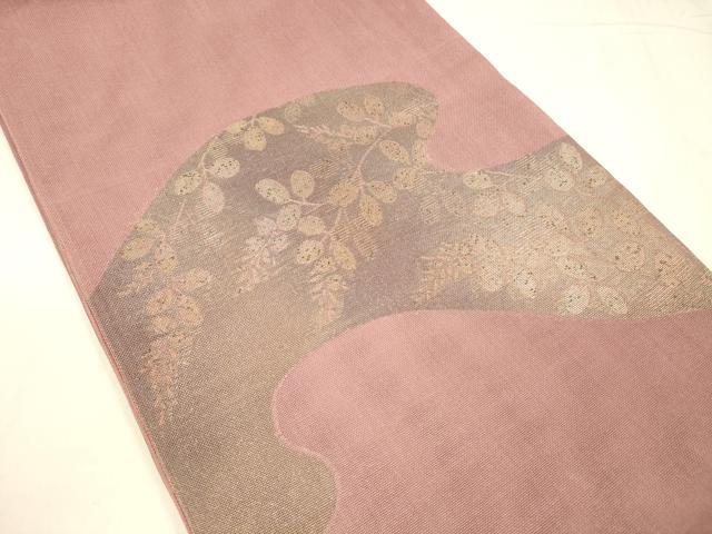 平和屋着物*夏物 太鼓柄 本袋帯 草葉文 金糸 正絹 逸品 DABC8688cm