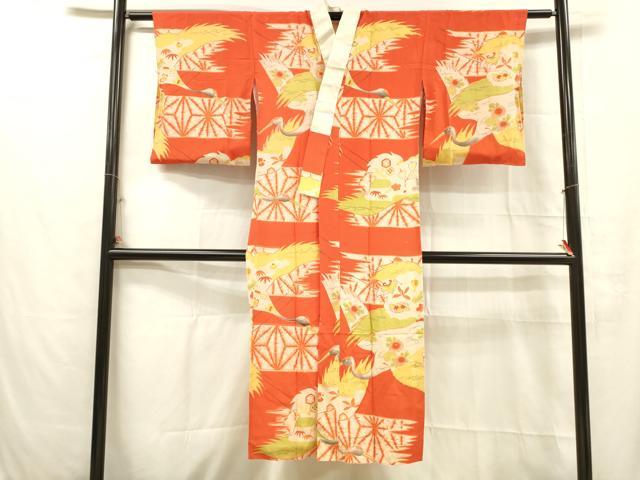 平和屋着物■長襦袢 袷 駒刺繍 宝尽くし飛鶴花文 松竹梅 正絹 逸品 DABC8706cm
