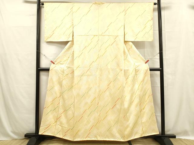 平和屋着物■上質な小紋 絞り 斜線文 正絹 逸品 DABC8723cm