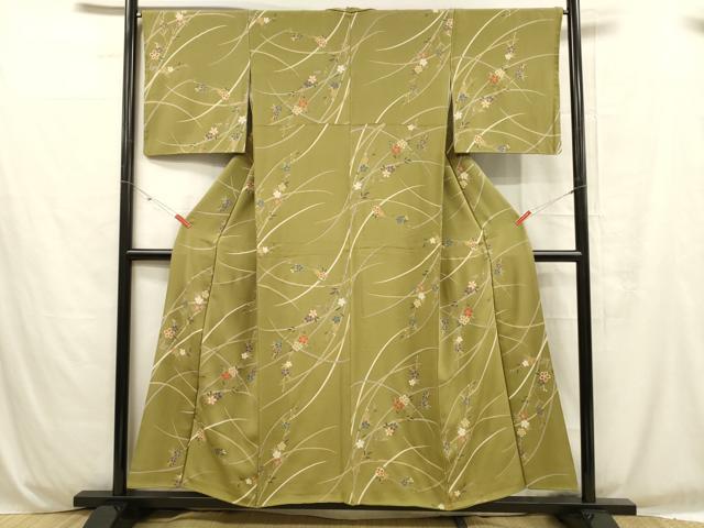 平和屋着物■上質な小紋 枝花文 金彩 正絹 逸品 DABC8732cm