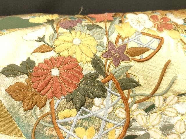 平和屋着物■豪華黒留袖 作家物 駒刺繍 流水扇面花文 松竹梅 暈し染め 金彩 やまと誂製 正絹 逸品 DABC8733cm