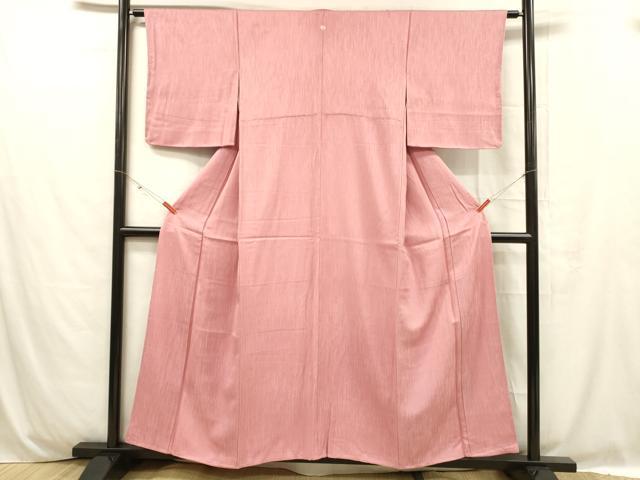 平和屋着物■上質な色無地 霞地紋 桃色 正絹 逸品 未使用 DABC8745cm