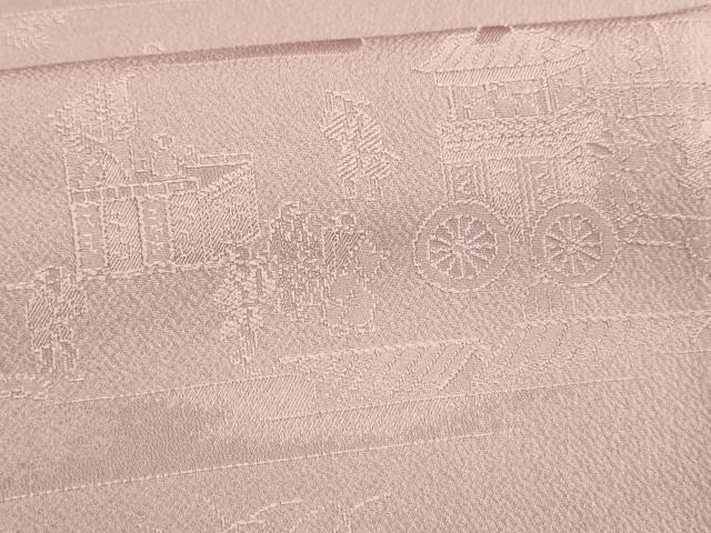 平和屋着物■上質な色無地 人物風景地紋 紅藤色 正絹 逸品 DABC8747cm