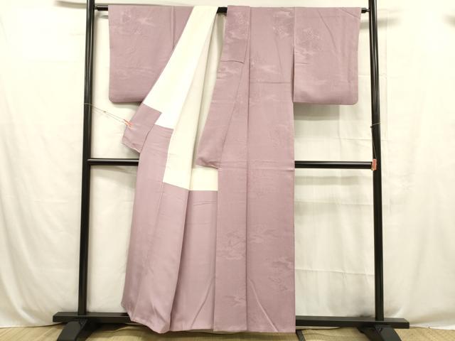 平和屋着物■上質な色無地 風景地紋 紅藤色 正絹 逸品 DABC8767cm