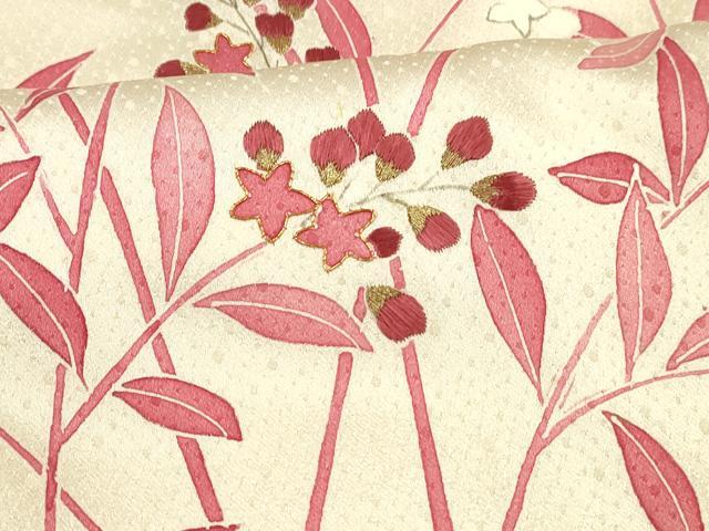 平和屋着物■訪問着 駒刺繍 草花文 正絹 逸品 DABC8774cm