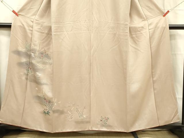 平和屋着物■訪問着 流水草花文 暈し染め 金彩 正絹 逸品 DABC8780cm