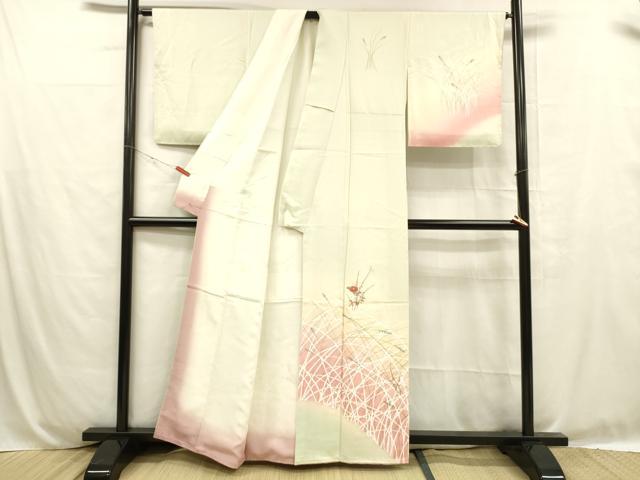 平和屋着物■訪問着 刺繍 枝花文 暈し染め 金彩 正絹 逸品 DABC8781cm