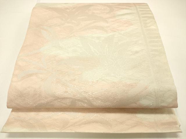 平和屋着物*夏物 六通柄 本袋帯 南天更紗花文 銀糸 正絹 逸品 DABC8800cm