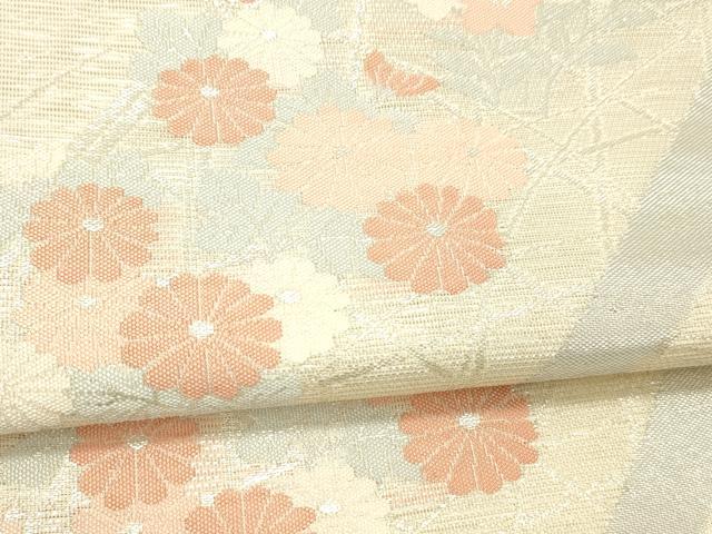平和屋着物*夏物 六通柄袋帯 籬草花文 銀糸 正絹 逸品 DABC8805cm