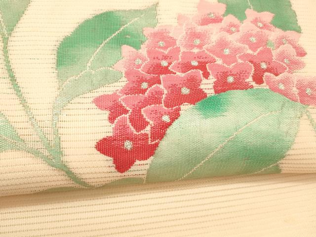 平和屋着物*夏物 九寸名古屋帯 紫陽花 銀糸 正絹 逸品 DABC8812cm