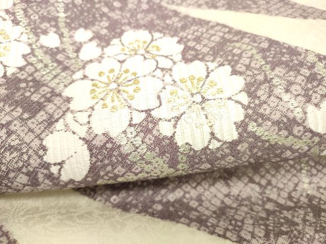 平和屋着物*夏物 六通柄袋帯 枝桜 金銀糸 正絹 逸品 DABC8851cm