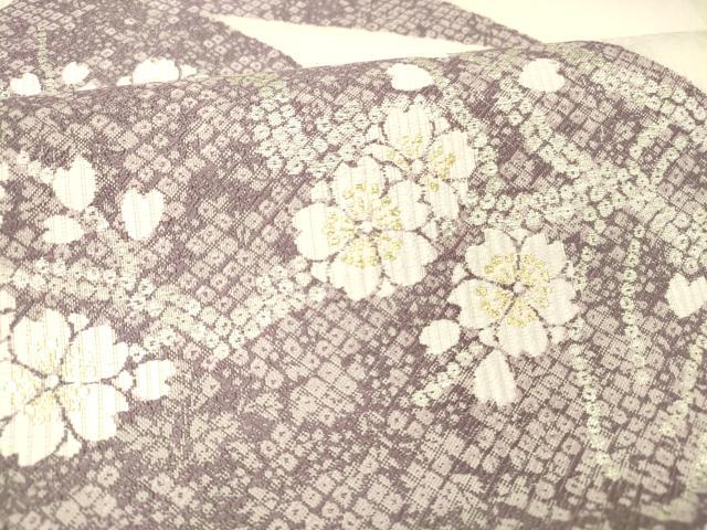 平和屋着物*夏物 六通柄袋帯 枝桜 金銀糸 正絹 逸品 DABC8851cm
