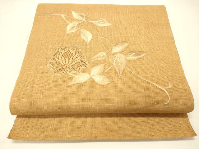 平和屋着物*夏物 八寸名古屋帯 総刺繍 枝花文 DABC8860cm