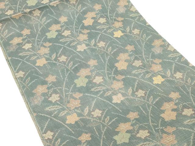 平和屋着物*夏物 八寸名古屋帯 草花文 正絹 逸品 DABC8869cm