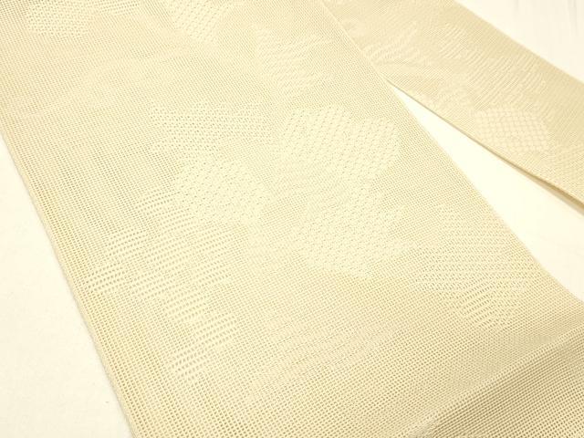 平和屋着物*夏物 八寸名古屋帯 草花文 肌色 正絹 逸品 DABC8870cm