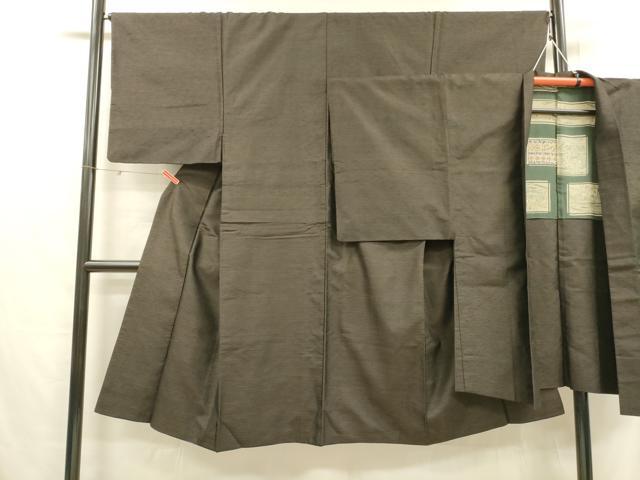 平和屋着物■男性 紬 アンサンブル 横段文 正絹 逸品 DABC8887cm