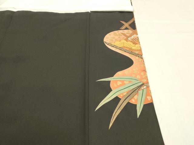 平和屋着物■豪華黒留袖 駒刺繍 御所車草花文 暈し染め 金彩 三越扱い 正絹 逸品 DABC8906cm