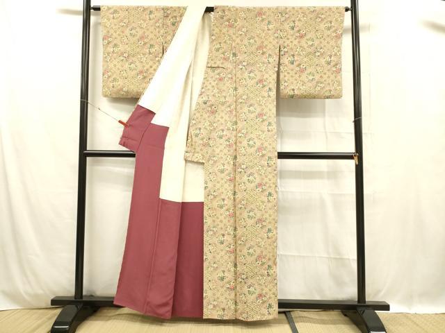 平和屋着物■上質な小紋 草花文 正絹 逸品 DABC8915cm