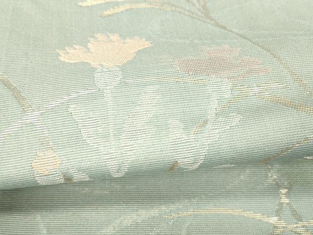 平和屋着物*夏物 六通柄袋帯 流水草花文 金糸 正絹 逸品 DABC8922cm