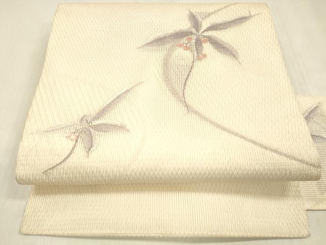 平和屋着物＊夏物　九寸名古屋帯　唐織　南天文　金銀糸　正絹　逸品　DABC8943cm 平和屋着物＊夏物 九寸名古屋帯 唐織 南天文 金銀糸 正絹 逸品