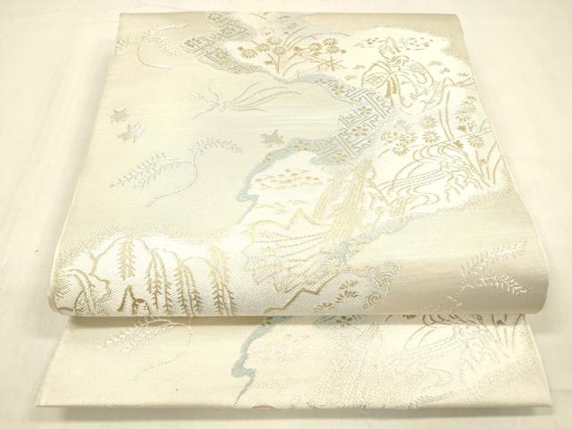 平和屋着物●西陣 川島織物 六通柄 本袋帯 舞蝶鳳凰人物風景文 金銀糸 正絹 逸品 DABC8947cm