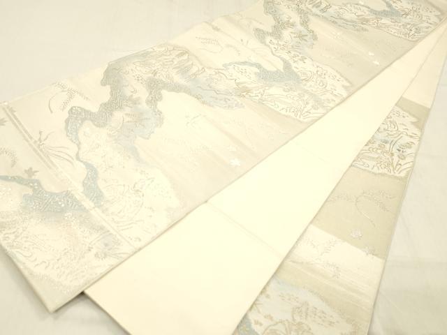 平和屋着物●西陣 川島織物 六通柄 本袋帯 舞蝶鳳凰人物風景文 金銀糸 正絹 逸品 DABC8947cm