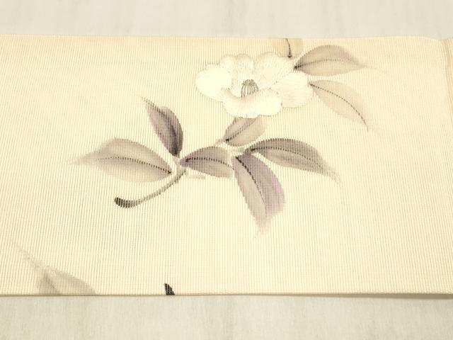 平和屋着物*夏物 九寸名古屋帯 手描き 刺繍 銀糸 正絹 逸品 DABC8961cm